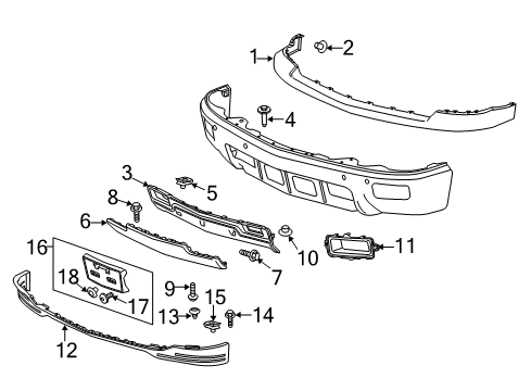 2014 Chevy Silverado 1500 Plate Assembly, Front Bumper Imp Bar Skid Diagram for 22944883