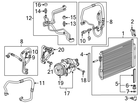 2018 Chevy Sonic A/C Condenser, Compressor & Lines Diagram