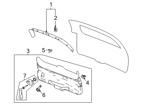 2004 Oldsmobile Bravada Panel Assembly, Lift Gate Trim Finish *Pewter Diagram for 15198156