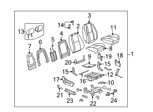 2009 GMC Sierra 1500 Front Seat Components Diagram 8 - Thumbnail