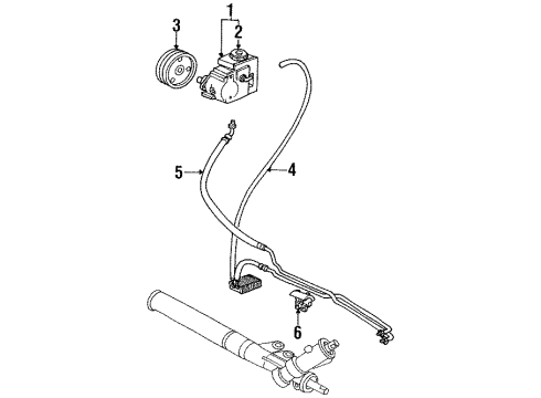 1998 Pontiac Bonneville P/S Pump & Hoses, Steering Gear & Linkage Diagram