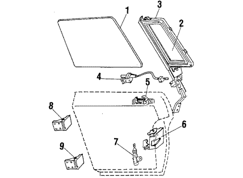 1984 Pontiac Bonneville Window,Rear Side Door Vent Diagram for 20162247