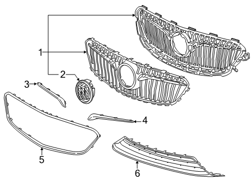 2019 Buick Regal Sportback Grille Assembly, Front *Black Ice Chm Diagram for 39107133