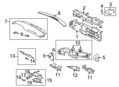 2004 Chevy Impala Pad Assembly, Instrument Panel Upper Trim *Neutral Diagram for 15268975