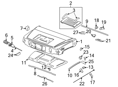 2003 Hummer H2 Lamp,Underhood Diagram for 12450086