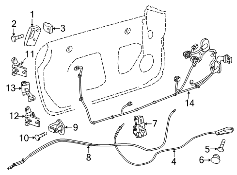 2011 Cadillac CTS Cable Assembly, Front Side Door Inside Handle *Light Cashmere Diagram for 20995851