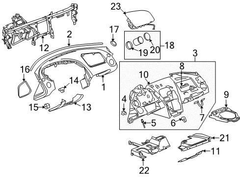 2008 Pontiac Solstice Seal, Instrument Panel Upper Trim Panel Diagram for 25992765