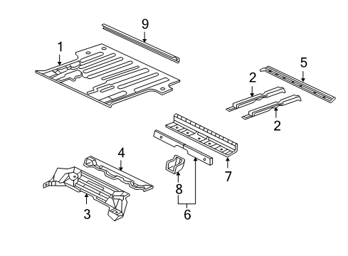 2003 Chevy Avalanche 1500 Rear Body - Floor & Rails Diagram