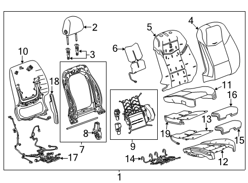 2017 Cadillac ATS Passenger Seat Components Diagram 5 - Thumbnail