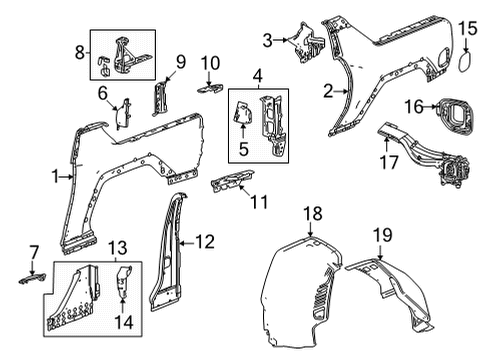 2023 GMC Hummer EV Pickup Quarter Panel & Components Diagram