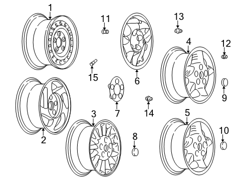 1999 Pontiac Grand Am Wheel Rim Assembly, 15X6 Diagram for 9592321