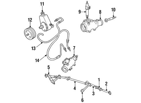 1991 Chevy Caprice P/S Pump & Hoses, Steering Gear & Linkage Diagram 1 - Thumbnail