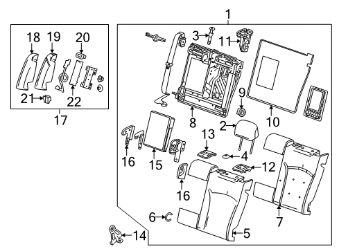 2015 Buick LaCrosse Armrest Assembly, Rear Seat *Black Diagram for 26206018