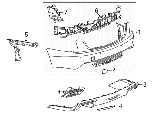 2022 Cadillac CT5 Rear Bumper, Cover Upper Diagram for 84831938