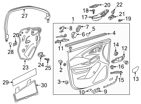 2020 Buick Envision Interior Trim - Front Door Diagram