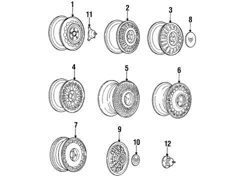 1991 Cadillac Eldorado Medallion & Retainer Assembly Diagram for 25532863