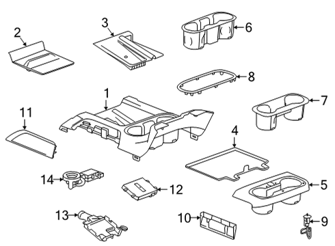 2020 Chevy Silverado 3500 HD Applique Assembly, F/Flr Cnsl *Hewn Cypressc Diagram for 84002468