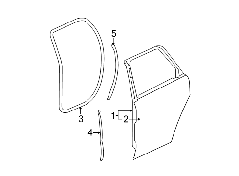 2010 GMC Acadia Rear Door, Body Diagram