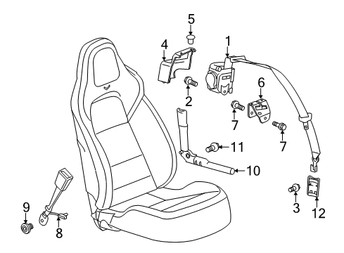 2018 Chevy Corvette Retractor Kit, F/Seat Belt *Red Diagram for 84477115