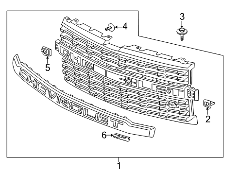 2019 Chevy Silverado 1500 Grille & Components Diagram 1 - Thumbnail