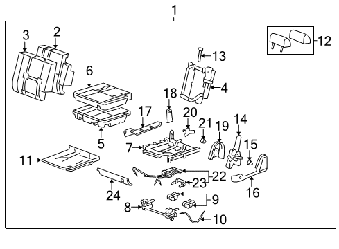 2009 Chevy Tahoe Cover, Rear Seat #2 Back Cushion Hinge Finish *Vy Light Cashme Diagram for 15924953