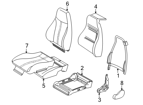 1998 Chevy Camaro Pad Assembly, Passenger Seat Back Diagram for 16795504