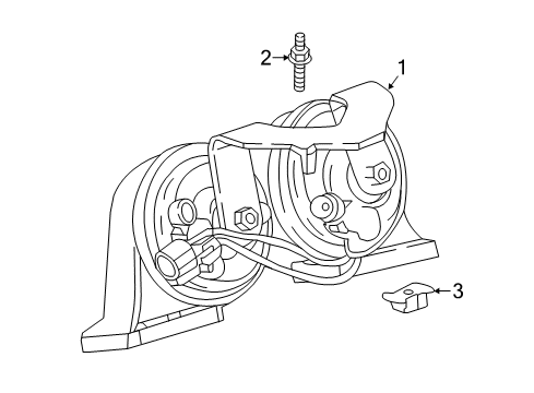 2016 Cadillac CTS Horn Assembly, Single (Low Note) Diagram for 23195009