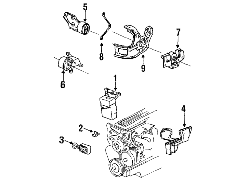 1993 Chevy Beretta Bracket, Engine Mount Strut Diagram for 22576879