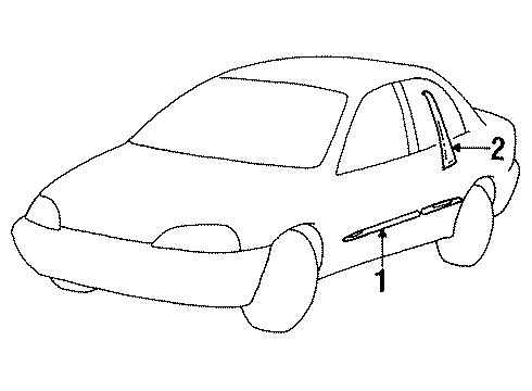 2001 Chevy Metro Molding,Front Side Door Lower *Gray Diagram for 30015319