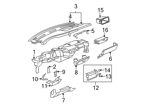 2012 Chevy Express 2500 Panel Assembly, Instrument Panel Driver Knee Bolster *Ebony Diagram for 25919338