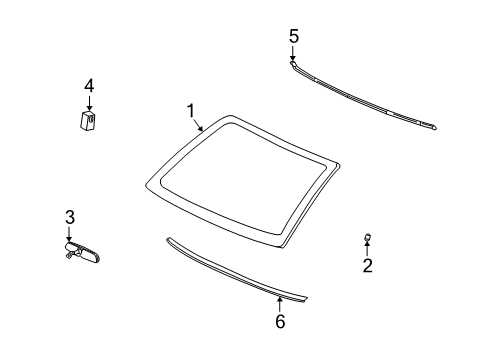 2006 Saturn Ion Windshield Glass, Reveal Moldings Diagram 2 - Thumbnail