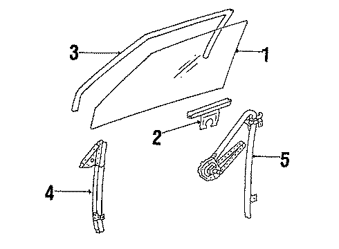 1985 Buick Century Front Door - Glass & Hardware Diagram