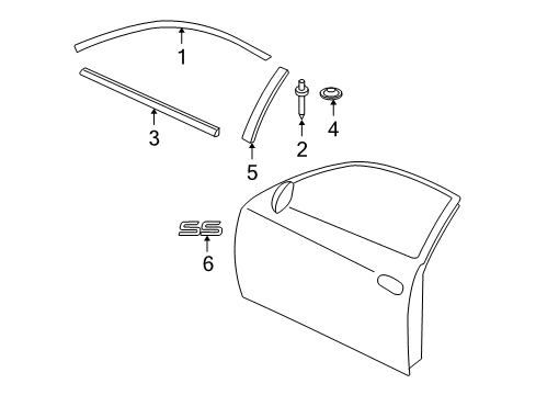 2007 Chevy Monte Carlo Exterior Trim - Door Diagram