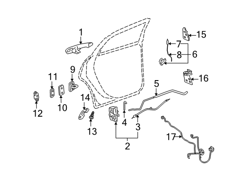 2005 Buick LaCrosse Rod, Rear Side Door Outside Handle Diagram for 15222324