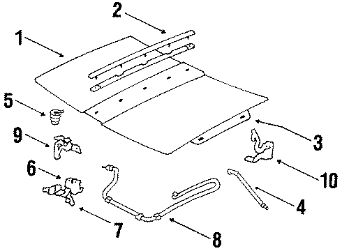 1984 Oldsmobile Omega Hood & Components Diagram