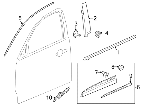 2022 Buick Envision Applique Assembly, Front S/D Wdo Frm Rr Diagram for 84962267