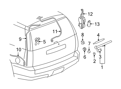 2009 Chevy Suburban 2500 Wiper & Washer Components Diagram 1 - Thumbnail