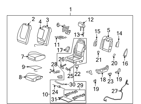 2011 Chevy Malibu Driver Seat Components Diagram 2 - Thumbnail