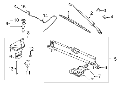 2008 Chevy Aveo Wiper & Washer Components Diagram