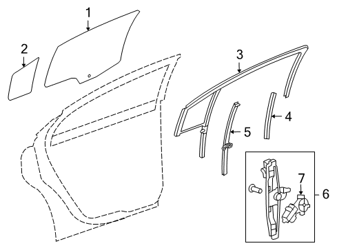 2012 Chevy Cruze Rear Door - Glass & Hardware Diagram