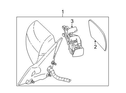 2004 Cadillac CTS Mirror Kit,Outside Rear View, Lh (Flat Glass) Diagram for 88892694