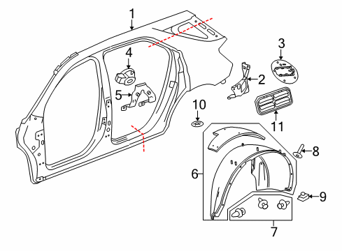 2012 Chevy Equinox Quarter Panel & Components Diagram