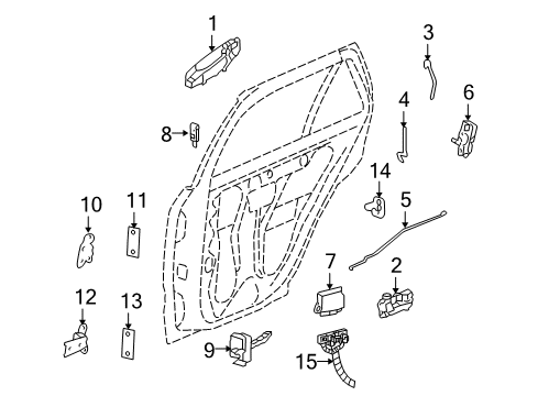 2004 Cadillac SRX Rear Door - Lock & Hardware Diagram