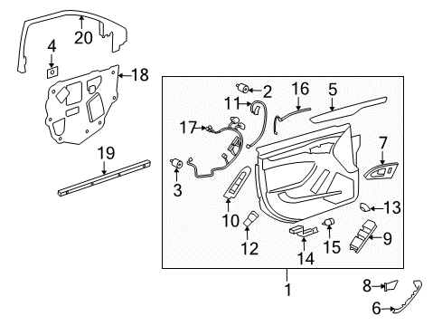 2013 Cadillac CTS Trim Assembly, Front Side Door *Ebony/Ebony Diagram for 22815805