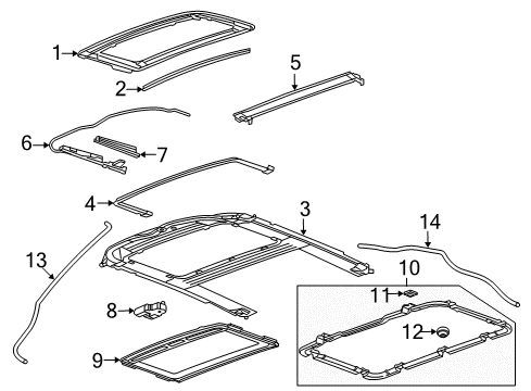 2013 Chevy Cruze Housing Assembly, Sun Roof Diagram for 13414122