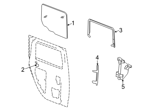 2004 Hummer H2 Weatherstrip,Rear Side Door Window Diagram for 15785354