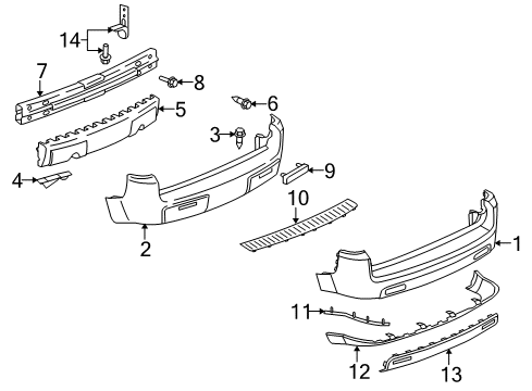 2006 Saturn Vue Molding,Rear Bumper Fascia *Black Diagram for 22736916