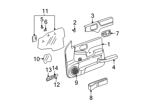 2000 GMC Sonoma Insert,Front Side Door Trim Panel Diagram for 15018324