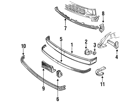 2000 GMC Yukon Bar, Front Bumper Imp*Black* *Black Diagram for 15698103