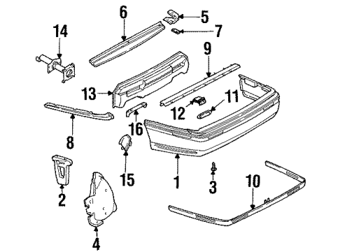 1996 Cadillac Eldorado Bar Assembly, Rear Bumper Imp Diagram for 3545546